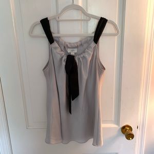 Loft grey and black tank blouse with bow!